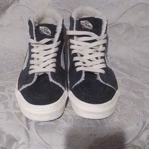 VANS Sk8-Hi Cozy Hug Shoes Skate Suede Navi Faux Fur Women's 7